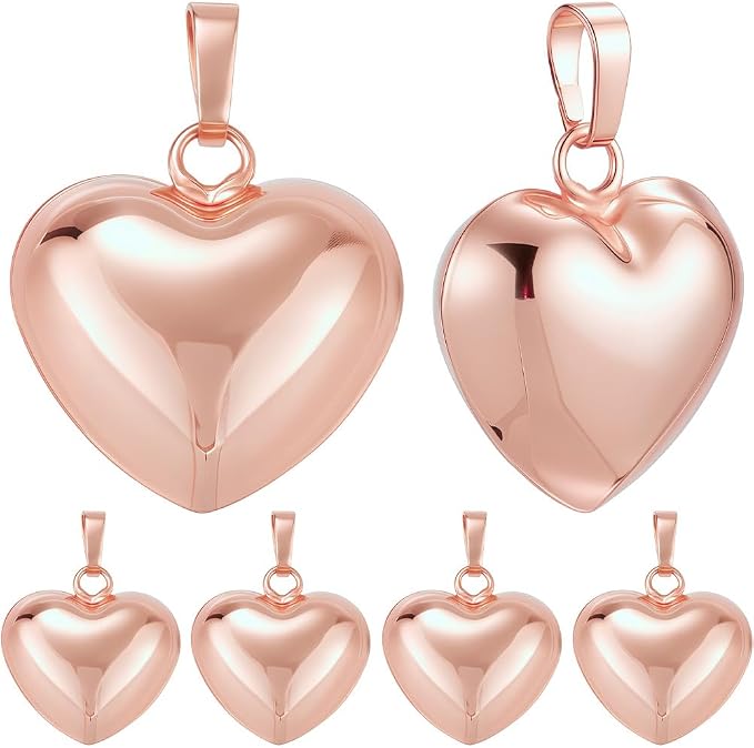 Beebeecraft 10Pcs Rose Gold Plated Heart Pendant Charms Metal Brass Love Heart by Beebeecraft