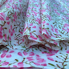 E-Tailor® Indian Ethnic 100% Cotton Voile Running Hand Block Print Natural - Image 4