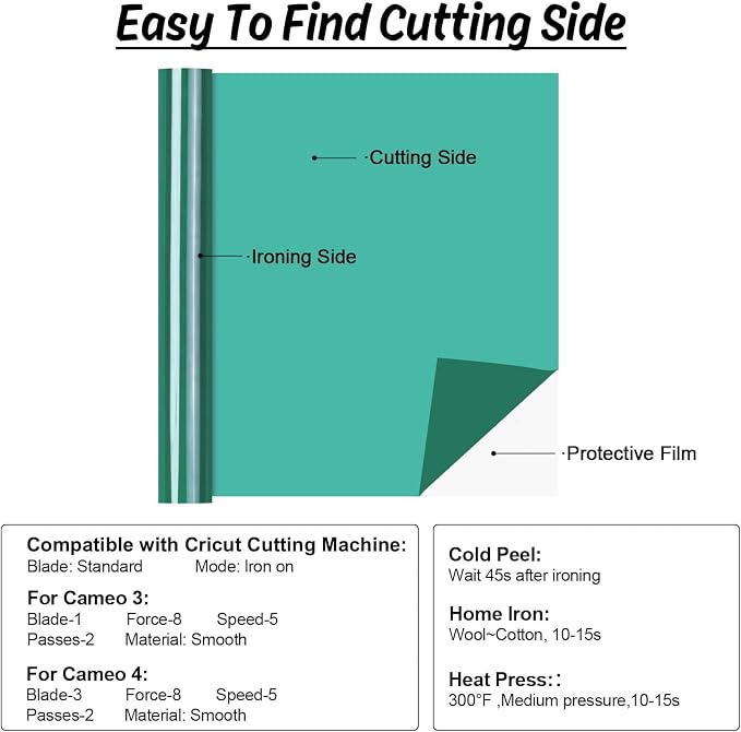 HTVRONT HTV Vinyl Rolls Heat Transfer Vinyl, Iron on Vinyl - Image 6