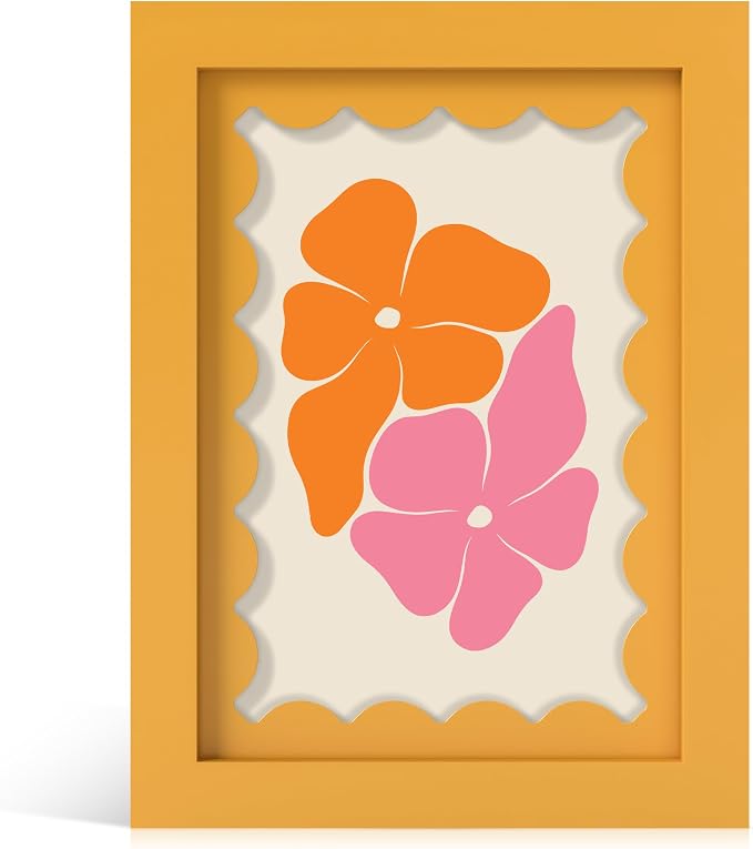 5x7 Picture Frame with Real Glass, Wooden cute 5 x 7 Photo Frame with Wavy Mat by THKRLOF