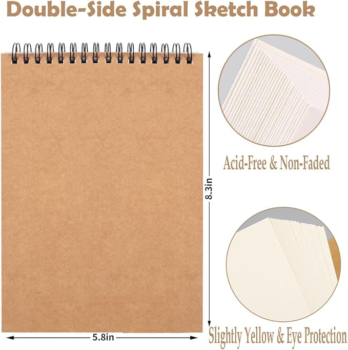2 Pack Sketch Book, A4 A5 Spiral Bound Sketch Pad 160GSM Sketchbook, Acid Free - Image 3