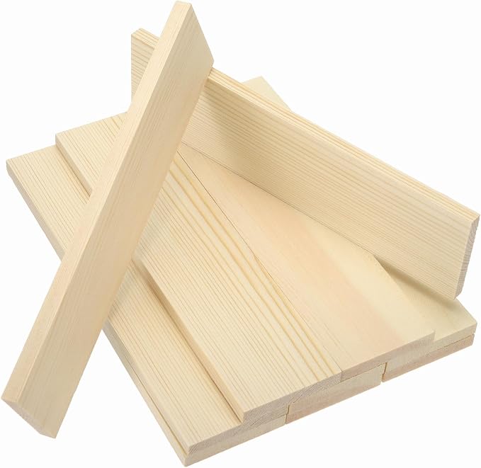 MECCANIXITY 10Pcs Wood Strips Slats, 1/4" x 2" x 8" Thin Wood Sticks Flat by MECCANIXITY