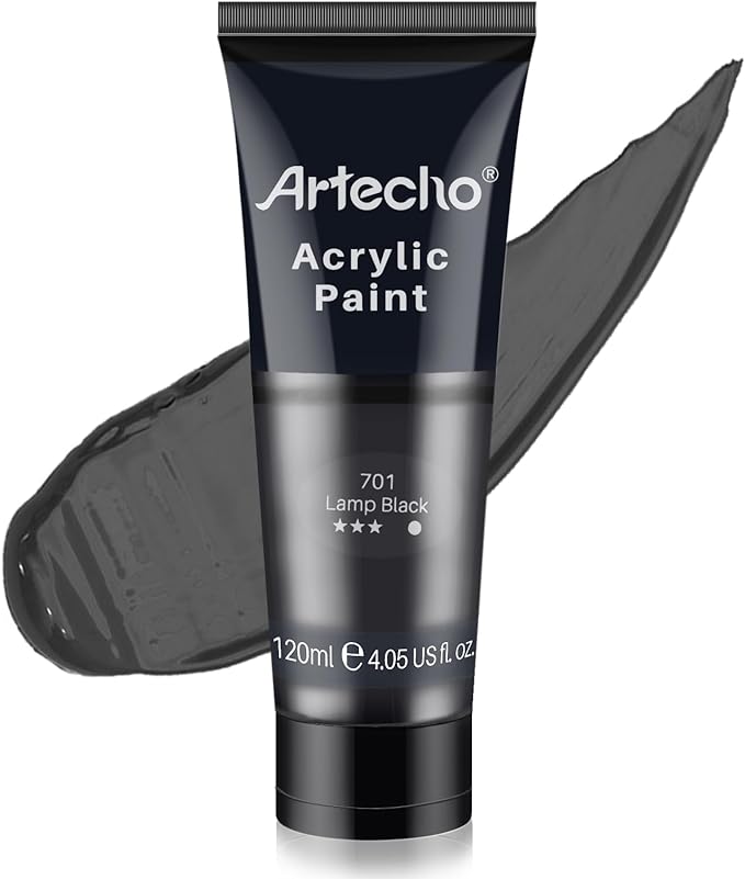 Artecho Black Acrylic Paint, Lamp Black Paint Tubes, Art Craft Paints by Artecho