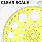 Circle Template 360° Protractor Round Stencil, Plastic Circle Ruler - Image 3