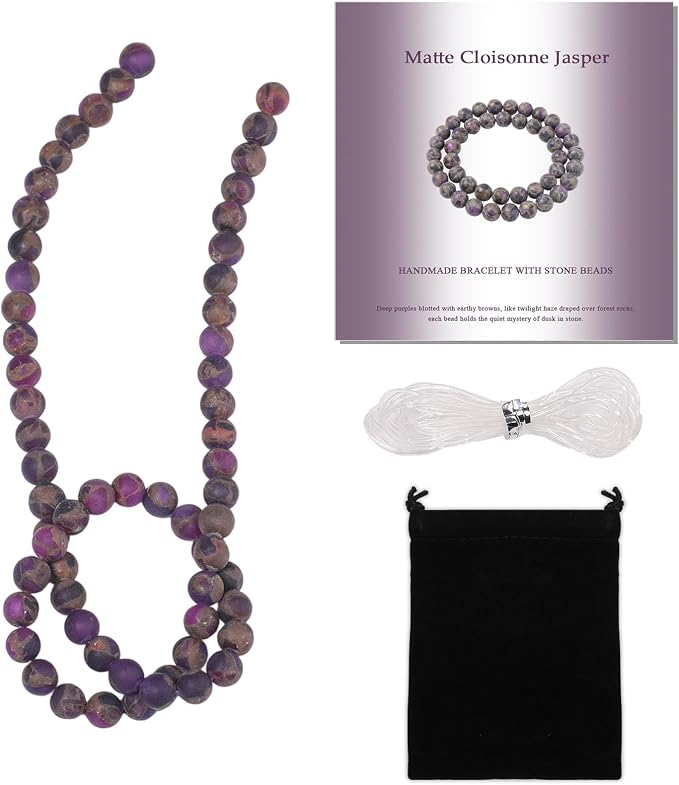 6mm Matte Purple Cloisonne Jasper Bead, 15-Inch Matte Round Loose Stone Beads by THRELE