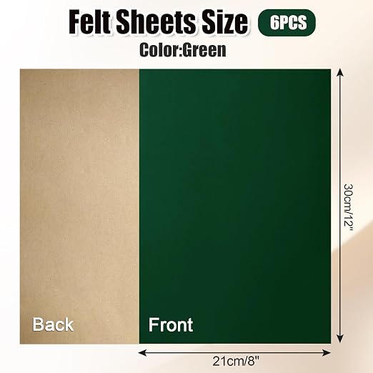 Biaungdo Self Adhesive Felt Sheets, Dark Green, 8 x 12 Inch | A4 Size, Felts - Image 2