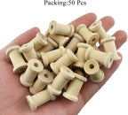 HAHIYO 1Inch 50PCs Natural Wood Spool Unfinished Wooden Empty Thread Spool - Image 6