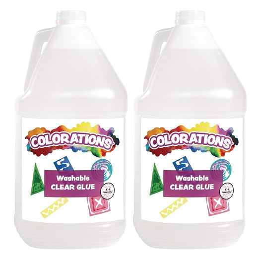 Colorations Washable Clear Glue, 2 Gallons, Dries Clear, Office & Home Projects by Colorations