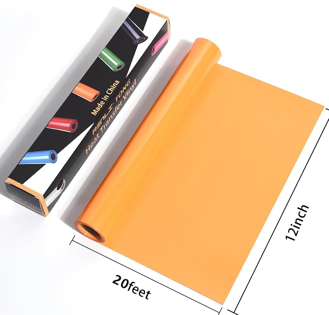 RENLITONG Light Orange Iron on Vinyl 12Inch by 20ft Roll Heat Transfer Vinyl - Image 3