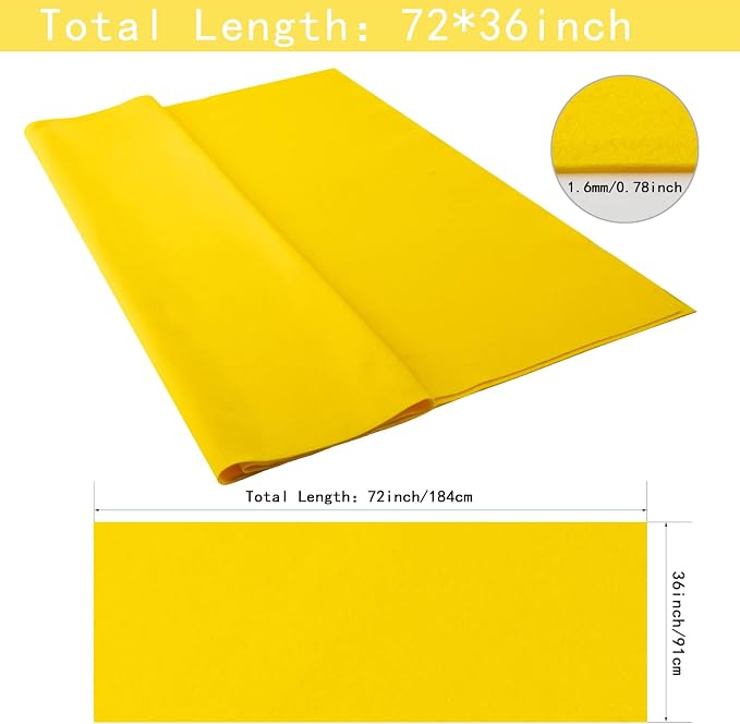 HaoFeijh Yellow Felt Fabric72 * 36 Inch Wide 1.6mm, Fabric Sheets Soft Woven - Image 2