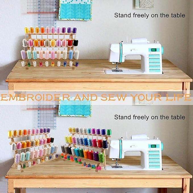 New brothread 60 Spools Wooden Thread Rack/Thread Holder Organizer - Image 5