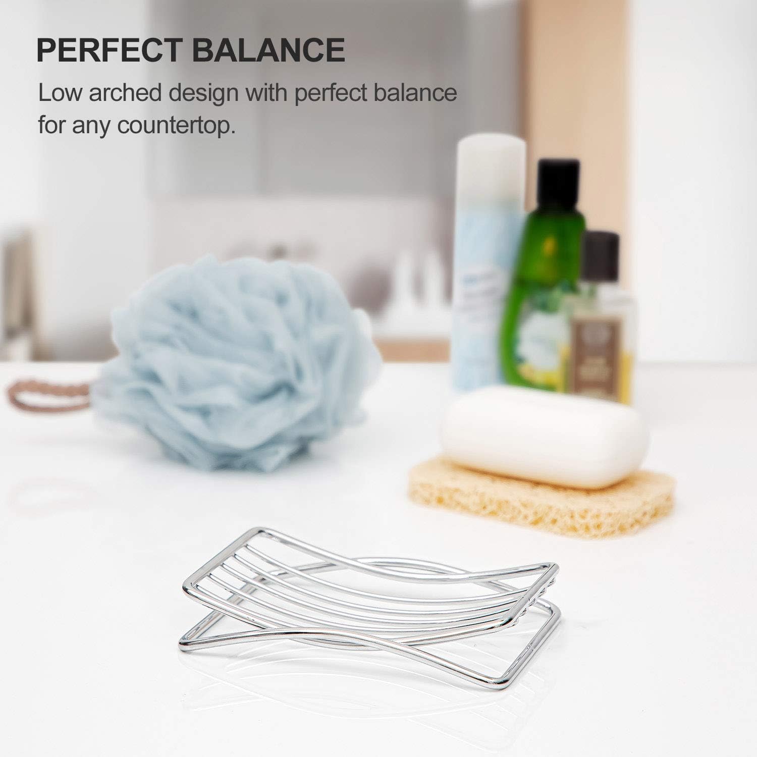 Soap Dish Stainless Steel Bar Soap Holder for Shower Bathroom, Self-draining Soap Dishes Sponge Holder for Kitchen Sink Easy Cleaning Quick Dry with Beige Soap Saver