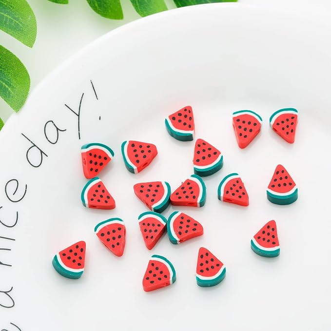 100pcs Watermelon Polymer Clay 10mm Spacer Beads - Image 5