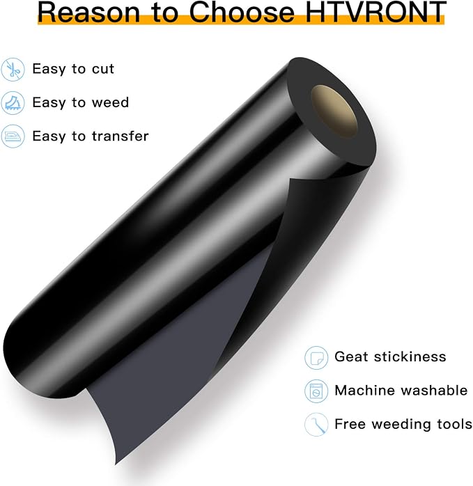 HTVRONT Heat Transfer Vinyl Black HTV Vinyl Rolls - Image 3