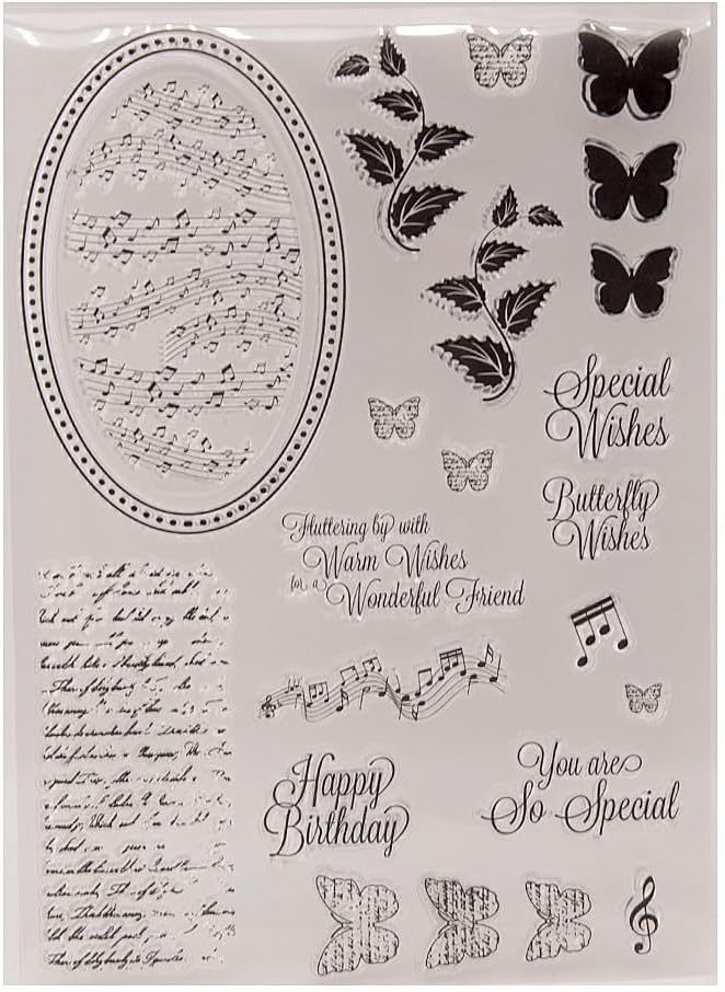 Vintage Words Music Background Clear Stamps Cards - Image 5