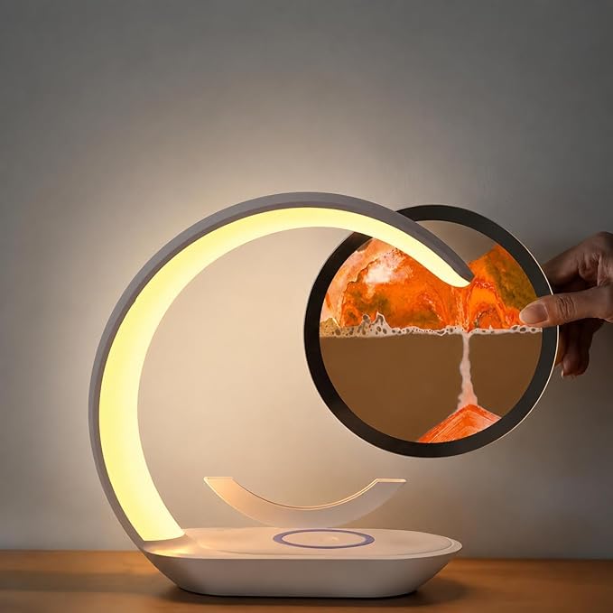 Moving Sand Art Lamp, Crescent LED Table Lamp - Image 5