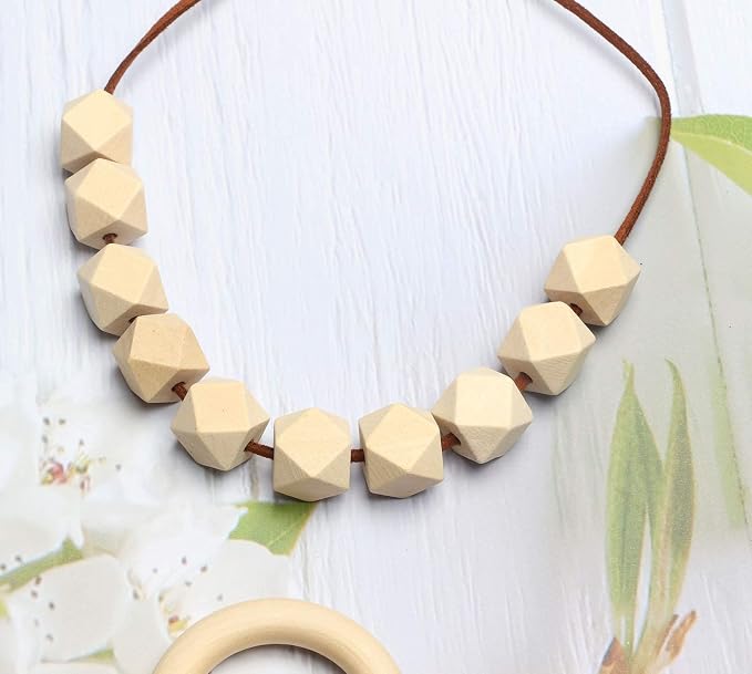 20mm Wooden Beads Geometric Shape, Smooth Loose Beads Unfinished Spacer Beading - Image 3