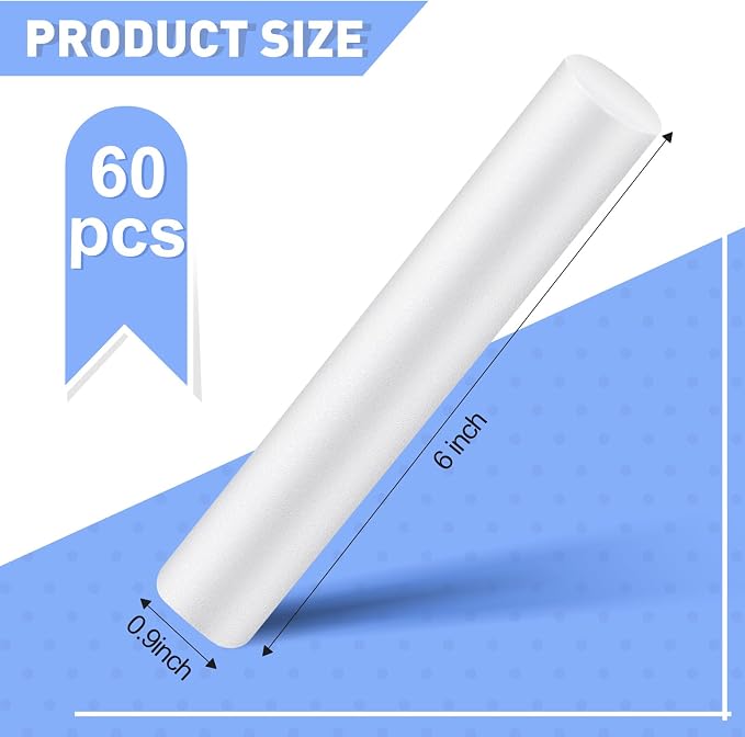 Fabbay 60 Pieces 6 Inch White Foam Cylinders - Image 2