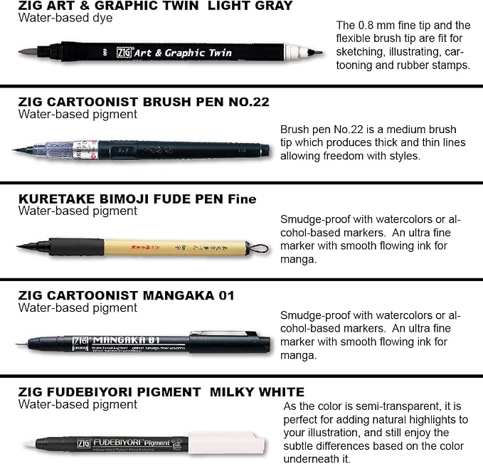 Kuretake Zig Inktober pen set, for Illustration, Manga Drawing, Lettering and - Image 3