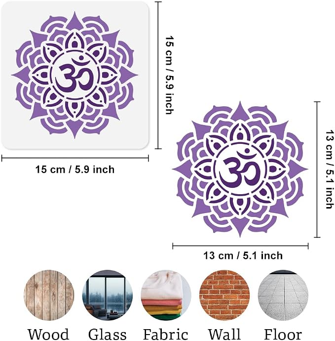 8Pcs Chakras Yoga Stencils for Painting, 5.9"x5.9" Reusable Mandala Stencil - Image 2