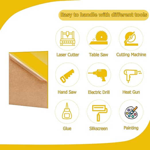 2 Pack 12'' x 16'' Opaque Yellow Acrylic Sheet, 3mm Thick Acrylic Plastic - Image 4