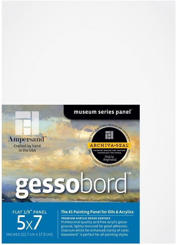 Ampersand Gessobord for Acrylic, Oil and Mixed Media, 1/8 Inch Depth, 5X7 Inch by AmpersandArtSupply