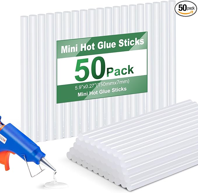 Mini Hot Glue Sticks for Glue Gun, 50 Pack Hot Glue Gun Sticks Fits Most Glue by chfine