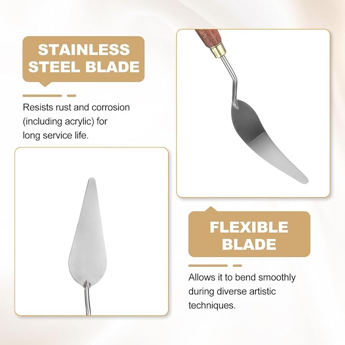 HARFINGTON Palette Knife Painting Tool 3.23" x 1.14" Stainless Steel Teardrop - Image 4