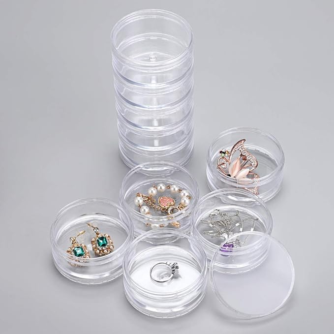 Hipiwe 2 Packs 5 Slot Clear Plastic Round Storage Jars - Image 3