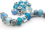 50pcs Assorted Blue Resin Imitation Glass European Large Hole Beads Rhinestone - Image 4