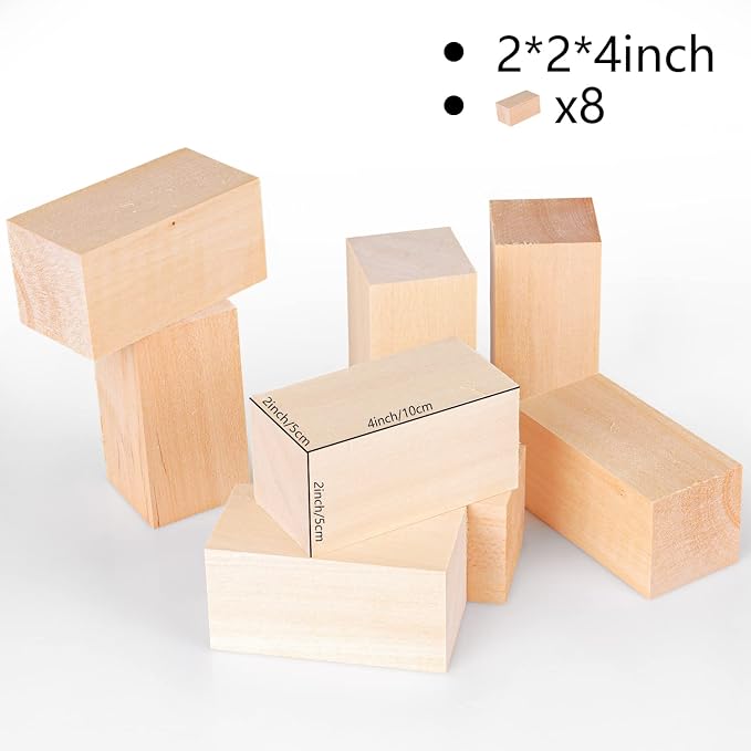 8 Pack Basswood Carving Blocks 4 X 2 X 2 Inch, Large Whittling Wood Carving - Image 2