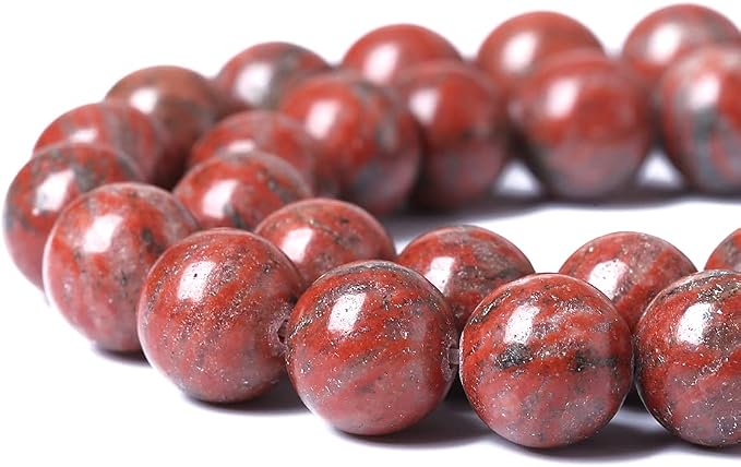 45pcs 8mm Natural Red Seasame Jasper Gemstone Beads Round Loose Spacer Beads - Image 3