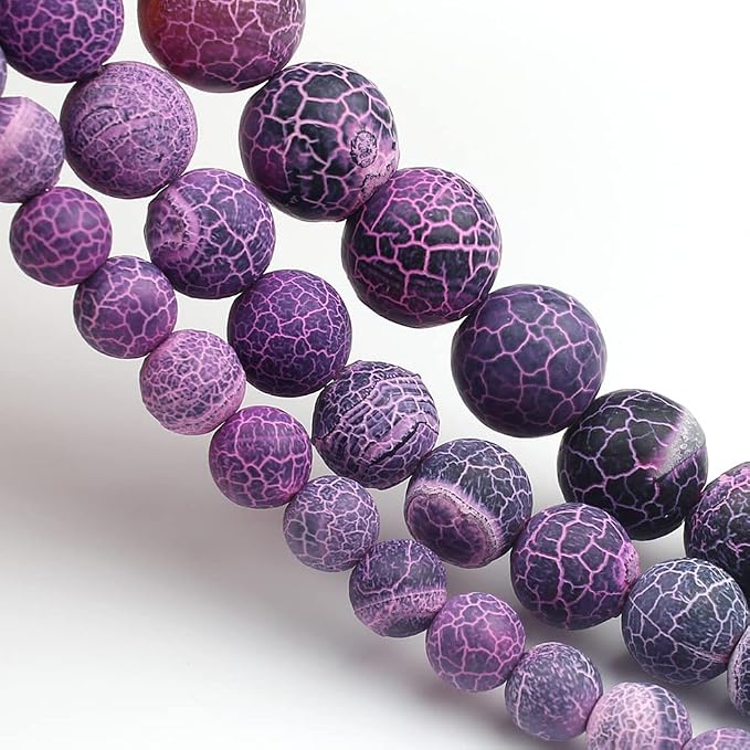 48pcs Natural Matte Purple Oxidized Gemstone Beads，8mm Frosted Round Loose - Image 5