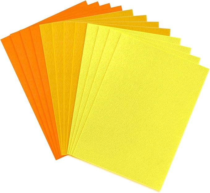 12 PCS Felt Fabric Sheets Shades of Yellow, 7.87*11.8 inch A4 Stiff Felt Square by Bgudee