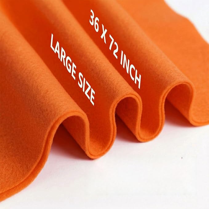 Orange Felt Fabric 36" x 72" 1.6mm Thick Large Craft Sheet | Soft, Flexible Felt by MEDIANER