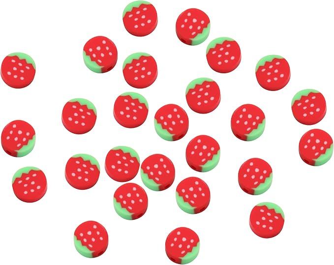 100pcs Strawberry Polymer Clay Spacer Beads by LUBINGSHINE