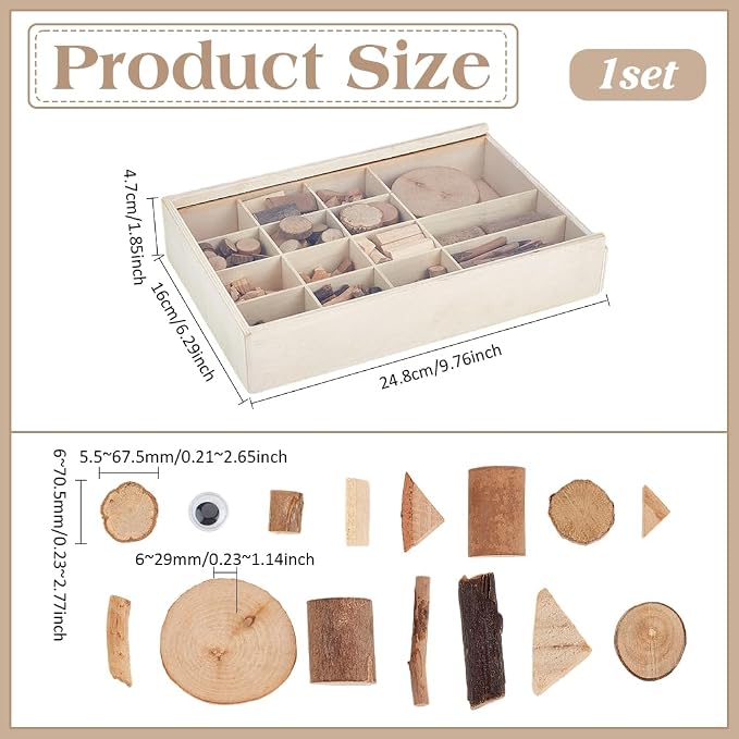 PH PandaHall Wooden Unfinished Craft Kits Natural Wood Slices Wooden Art Paint - Image 2