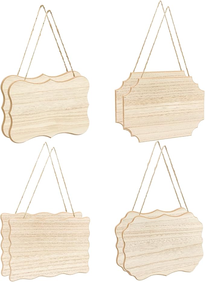 8 Pack Unfinished Wood Signs by Cregugua