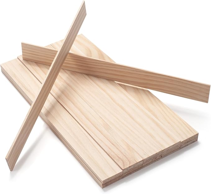 Wooden Dowels for Crafts, Wood Strips Trim Slats for Wall 1/8" × 1.5" × 15" by Coowayze