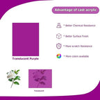 2 Pack 16'' x 20'' Translucent Purple Acrylic Sheet, 3mm Thick Acrylic Plastic - Image 5