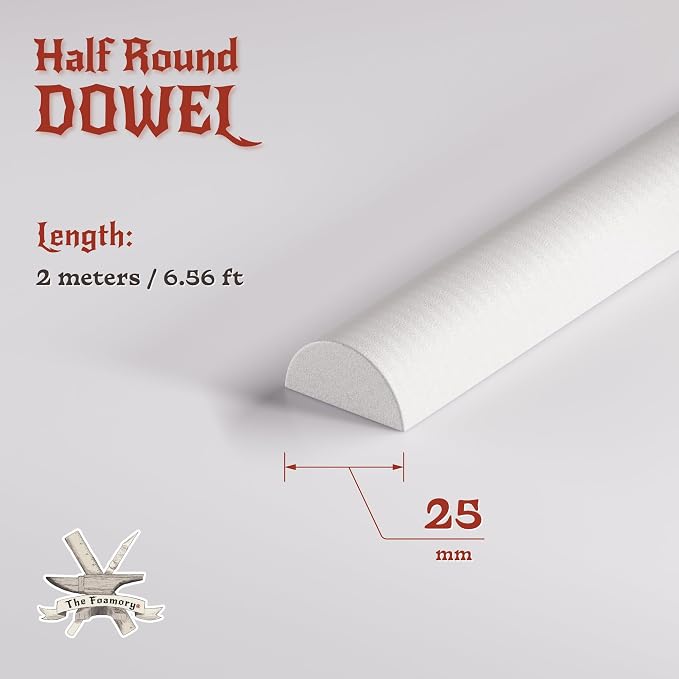 The Foamory's No Waste Half Round EVA Foam Dowel. 25mm x 2M Length. High-Density - Image 2