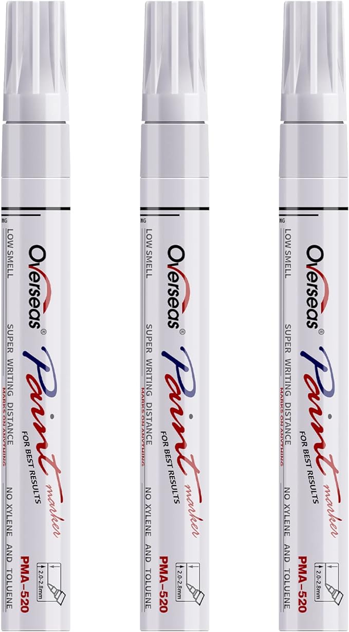 Overseas White Paint Pens Permanent Markers, 3 Oil Based Paint Makrers | Medium by Overseas