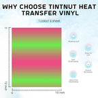 Tintnut Bright Green Pink Gradient Heat Transfer Vinyl, PU HTV Sheets, easy cut - Image 3