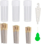 90pcs Cross Stitch Needles +2 Needle Threader Golden Color Large Eyes Cross by JIGEGE
