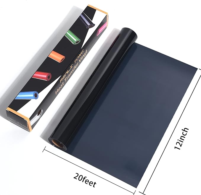 RENLITONG Black Iron on Vinyl 12Inch by 20ft Roll Heat Transfer Vinyl - Image 3