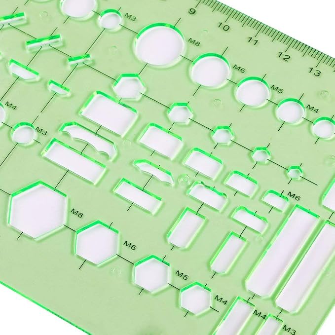 11 Pieces Geometric Drawings Templates Stencils Plastic Measuring Template - Image 8