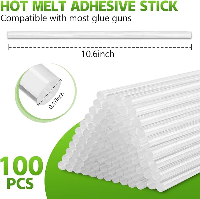 KISEER 100 Pack Clear 0.43 x 11 Inch Full Size Hot Glue Sticks Universal Fit - Image 2