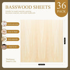 36 Pack Basswood Sheets, Craft Wood, Unfinished Wood, - Image 3