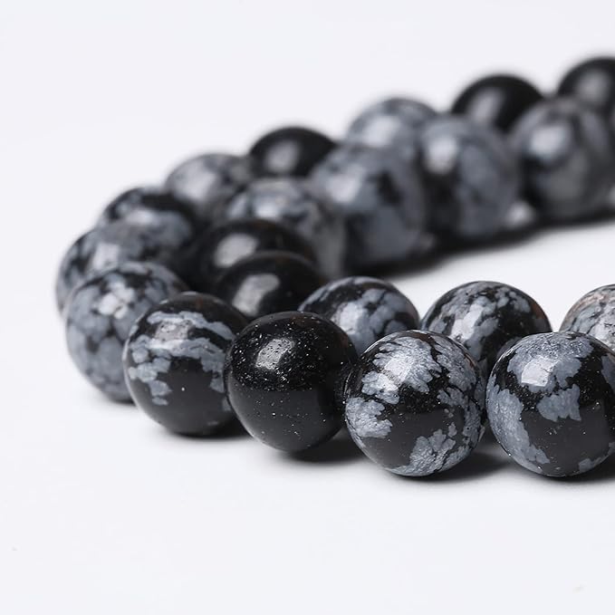 Natural Snowflake Obsidian Beads Round Loose Stone Energy Healing Gemstone Beads - Image 4