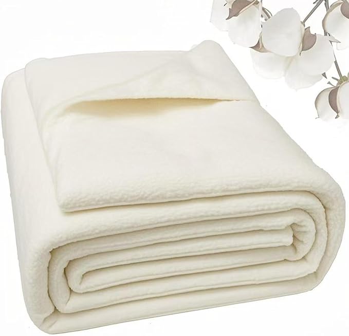 Natural Cotton Batting for Quilting - 150g/m² Lightweight by Drounphi